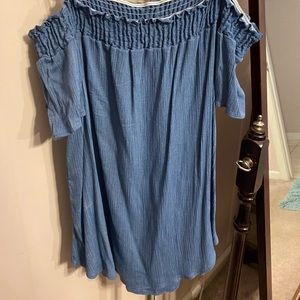Lightweight Denim Off the shoulder Shirt